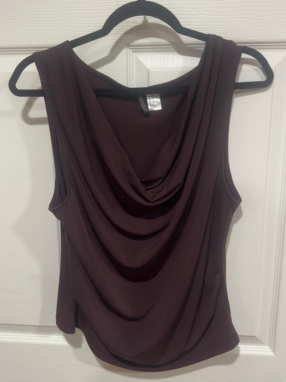 Divided Deep Purple Draped Sleeveless Blouse